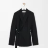 Veste drapée en laine noire
