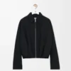 Veste drapée en laine noire