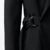 Veste drapée en laine noire