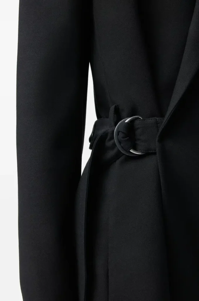 Veste drapée en laine noire