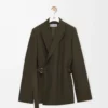 Veste drapée en laine Vert kaki