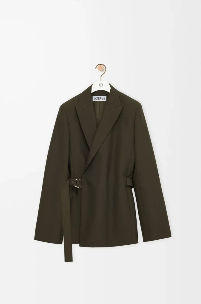 Veste drapée en laine Vert kaki