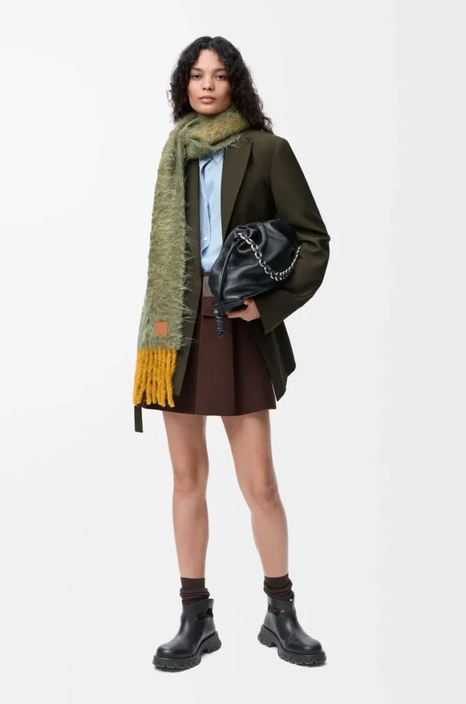 Veste drapée en laine Vert kaki