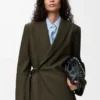 Veste drapée en laine Vert kaki
