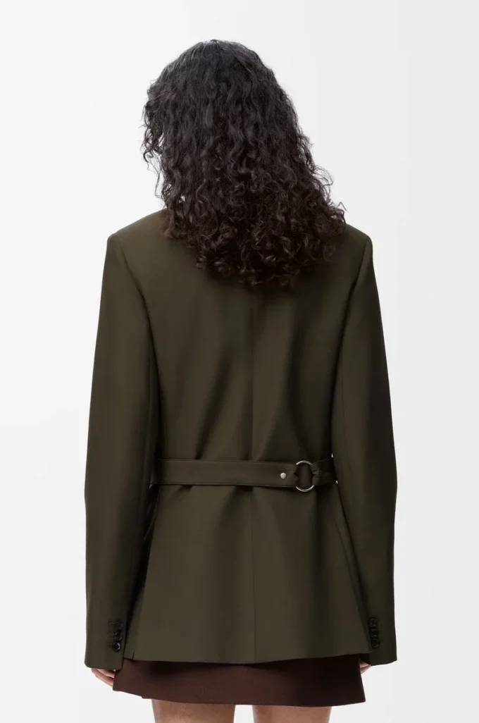 Veste drapée en laine Vert kaki