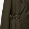 Veste drapée en laine Vert kaki