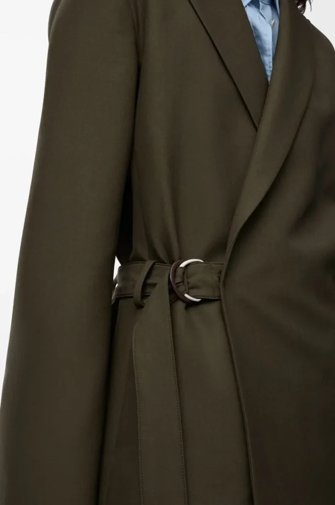 Veste drapée en laine Vert kaki