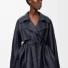 Veste en cuir d&rsquo;agneau nappa bleu marine