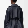 Veste en cuir d&rsquo;agneau nappa bleu marine