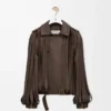 Veste en cuir d&rsquo;agneau nappa marron