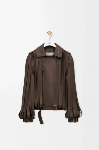 Veste en cuir d&rsquo;agneau nappa marron