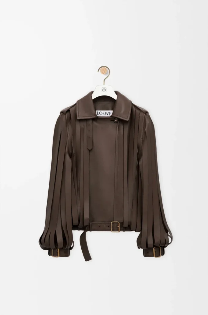 Veste en cuir d&rsquo;agneau nappa marron