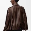 Veste en cuir d&rsquo;agneau nappa marron