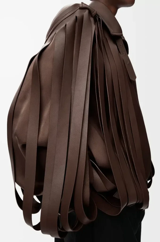 Veste en cuir d&rsquo;agneau nappa marron