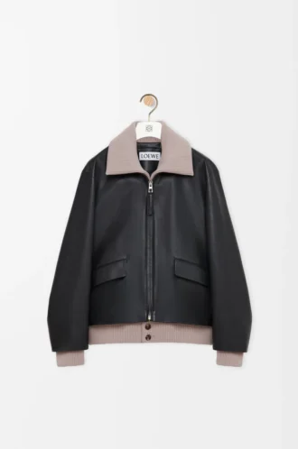 Veste en cuir de buffle nappa Noir
