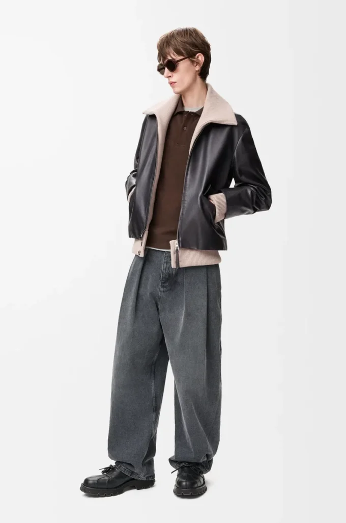 Veste en cuir de buffle nappa Noir Veste en cuir de buffle nappa Noir