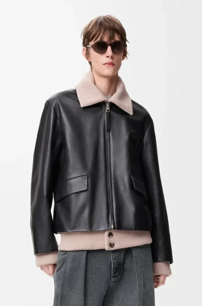 Veste en cuir de buffle nappa Noir Veste en cuir de buffle nappa Noir