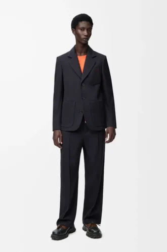 Veste en laine bleu marine foncé