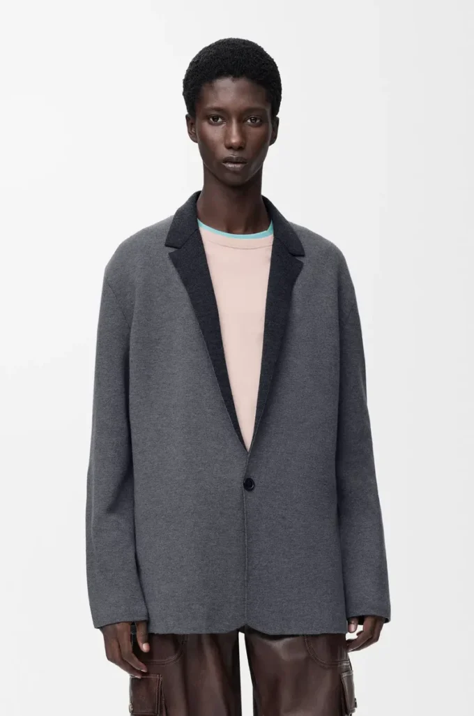 Veste en laine gris chiné