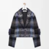 Veste en mélange de mohair et de laine Bleu/Multicolore