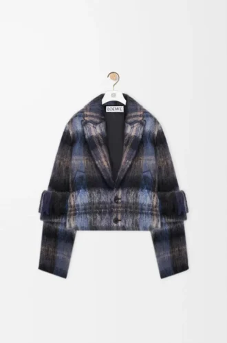 Veste en mélange de mohair et de laine Bleu/Multicolore