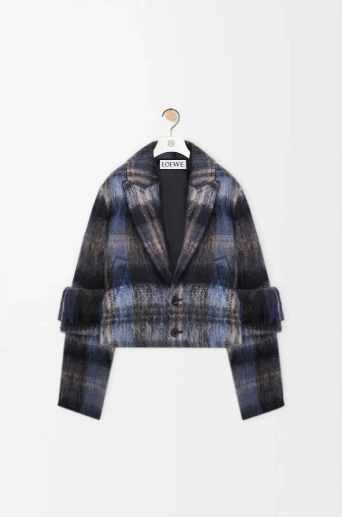 Veste en mélange de mohair et de laine Bleu/Multicolore