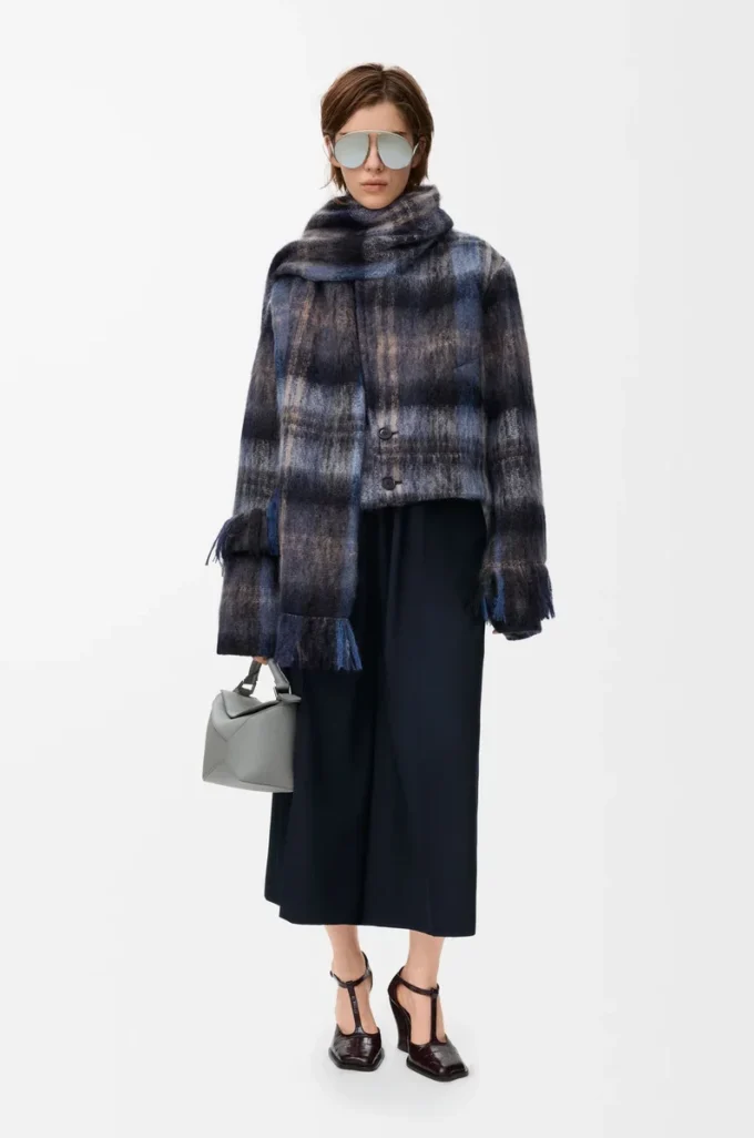 Veste en mélange de mohair et de laine Bleu/Multicolore