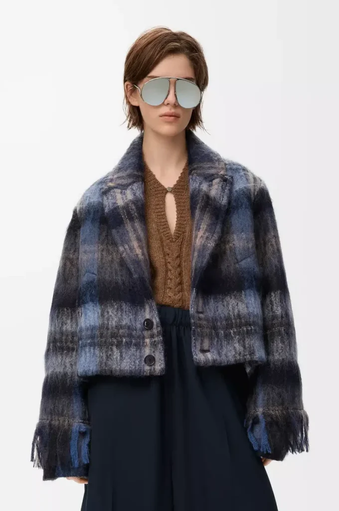 Veste en mélange de mohair et de laine Bleu/Multicolore