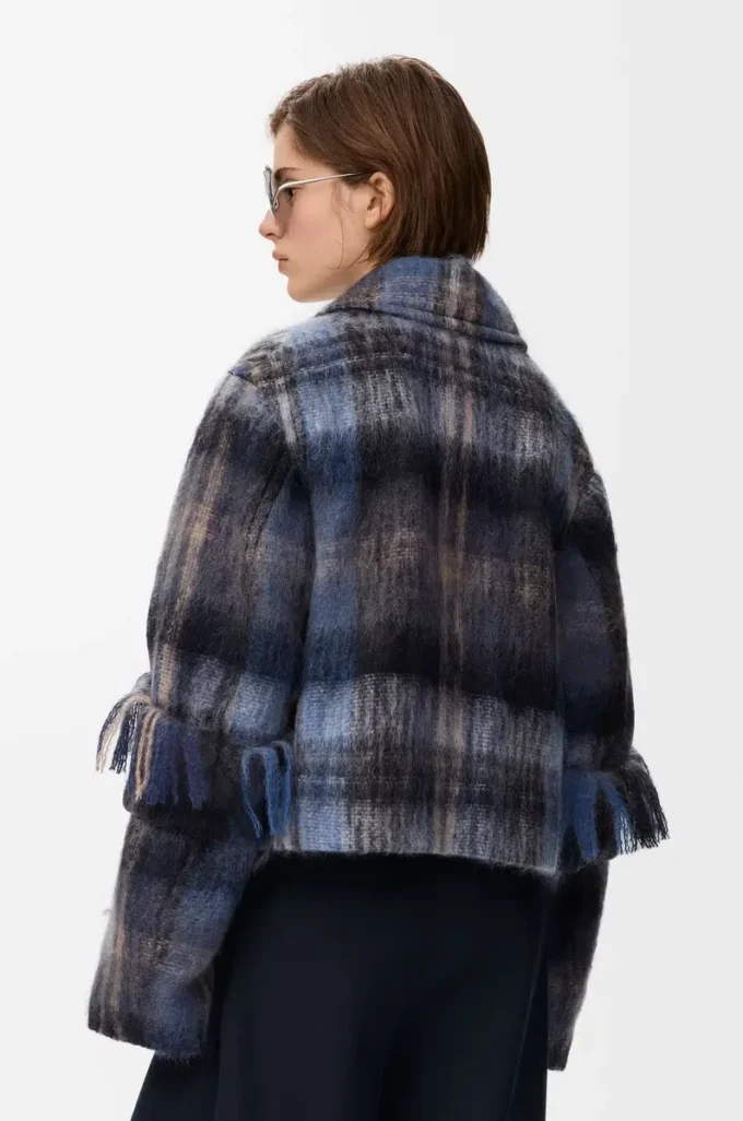 Veste en mélange de mohair et de laine Bleu/Multicolore