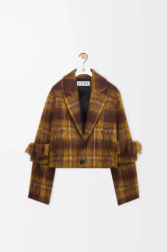 Veste en mohair et laine mélangés Jaune/Multicolore