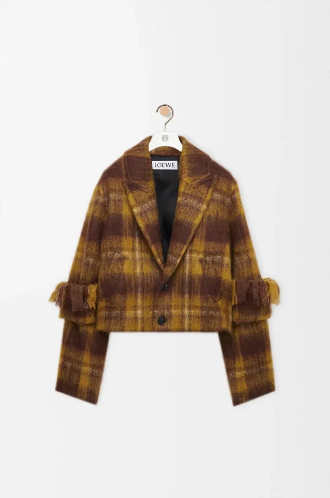 Veste en mohair et laine mélangés Jaune/Multicolore