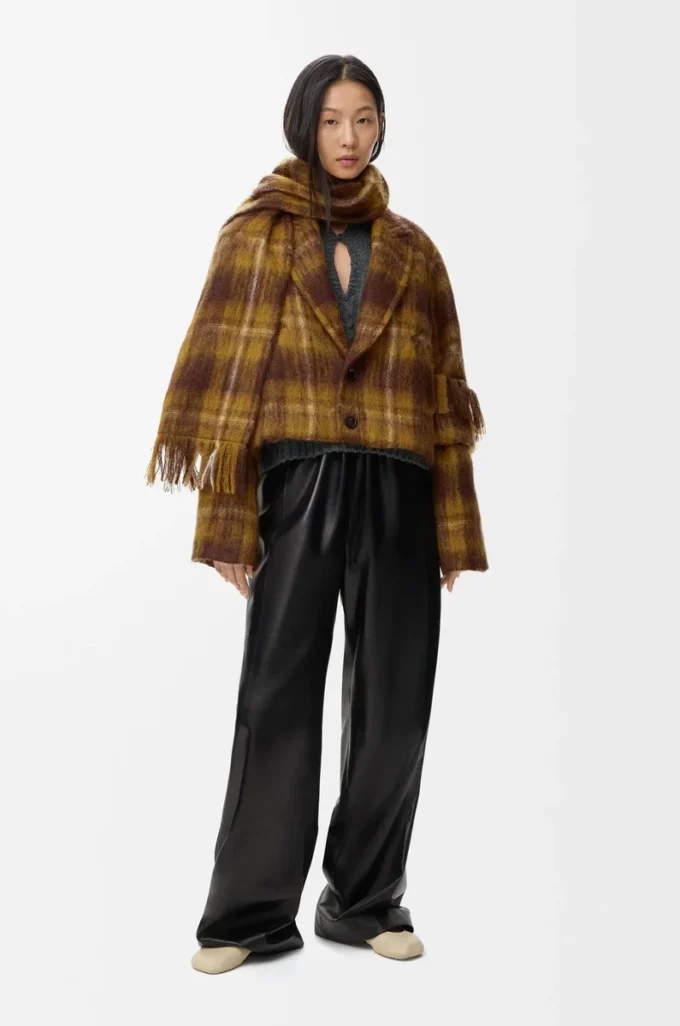 Veste en mohair et laine mélangés Jaune/Multicolore