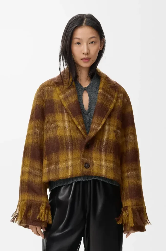 Veste en mohair et laine mélangés Jaune/Multicolore