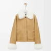 Veste en peau lainée blanche/dorée