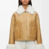 Veste en peau lainée blanche/dorée