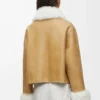 Veste en peau lainée blanche/dorée