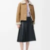 Veste en peau lainée Camel