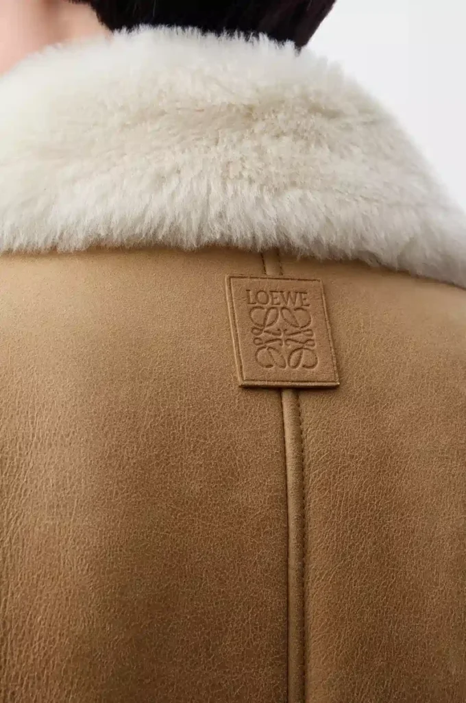 Veste en peau lainée Camel