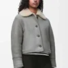 Veste en peau lainée Grise
