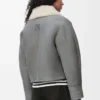 Veste en peau lainée Grise