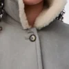 Veste en peau lainée Grise