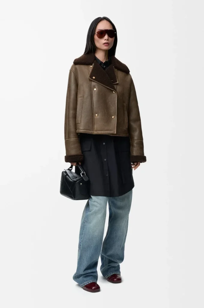 Veste en peau lainée Sage