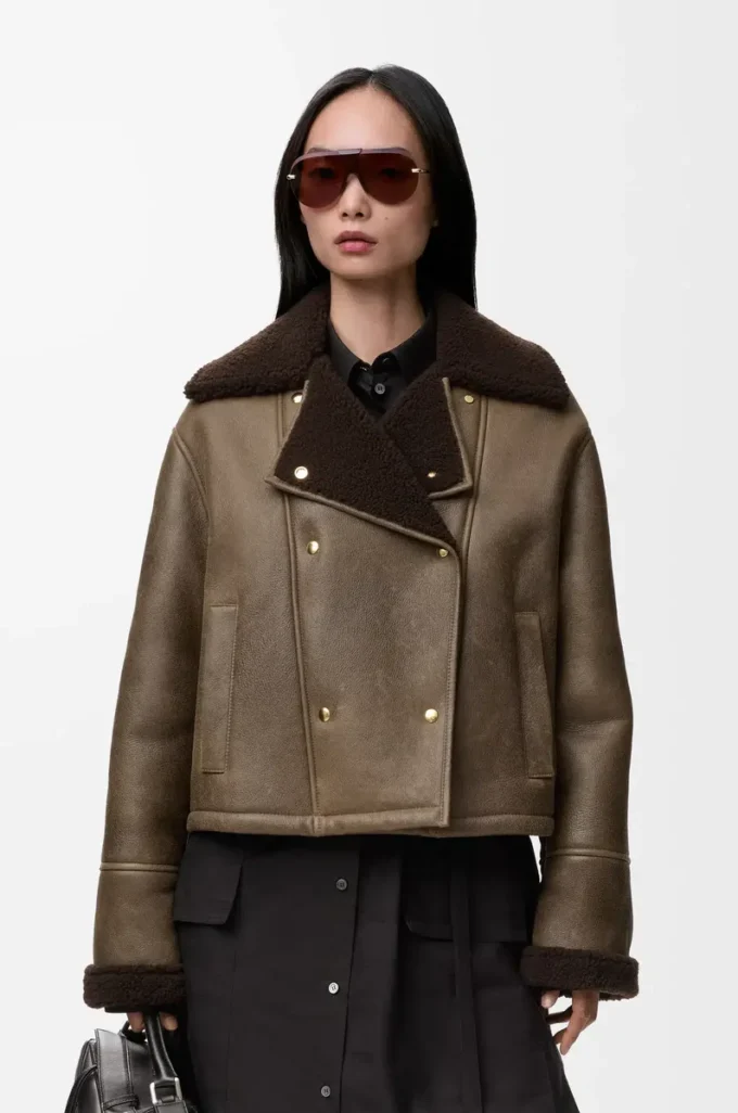 Veste en peau lainée Sage