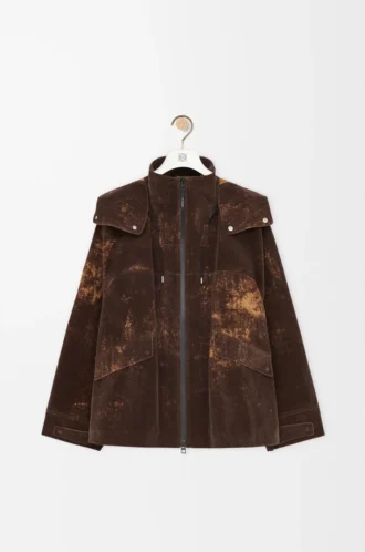 Veste en shell technique floqué Marron chocolat