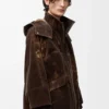 Veste en shell technique floqué Marron chocolat