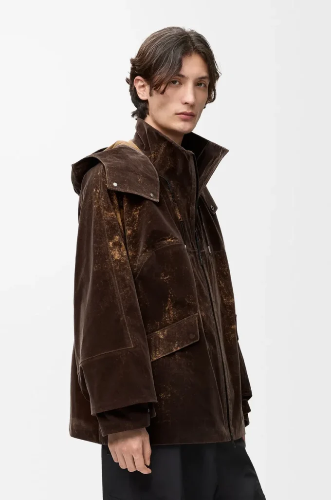 Veste en shell technique floqué Marron chocolat