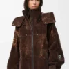 Veste en shell technique floqué Marron chocolat