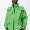 Veste en tissu technique floqué vert