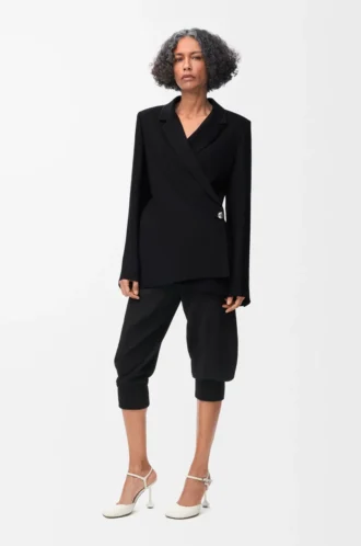 Veste en viscose mélangée stretch, couleur noir