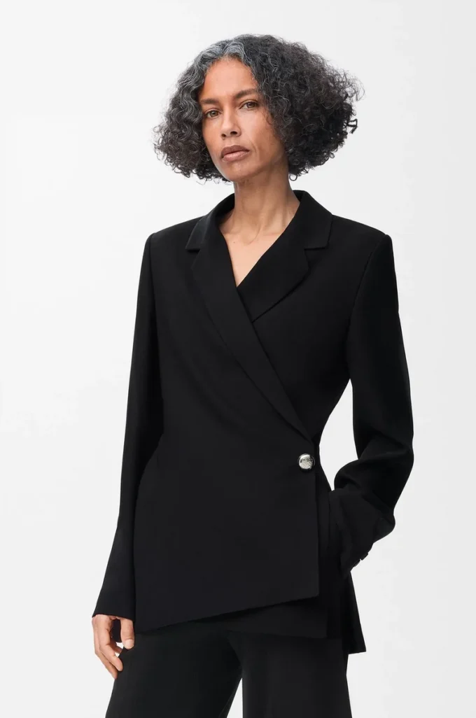 Veste en viscose mélangée stretch, couleur noir